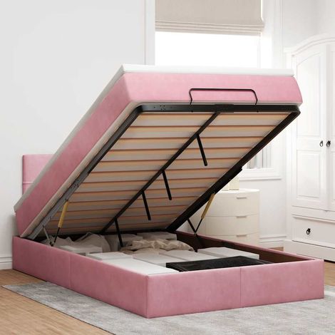 Lit ottoman avec matelas rose 120x190 cm velours vidaXL (1/5)