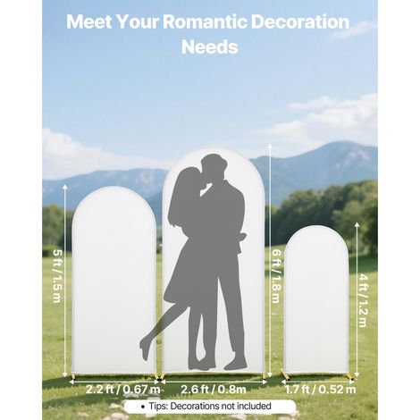 Arche decor fond 3 pieces 1.8/1.5/1.2 m or metal stable facile monter avec housse mariage anniversaire fete ceremonie (1/5)