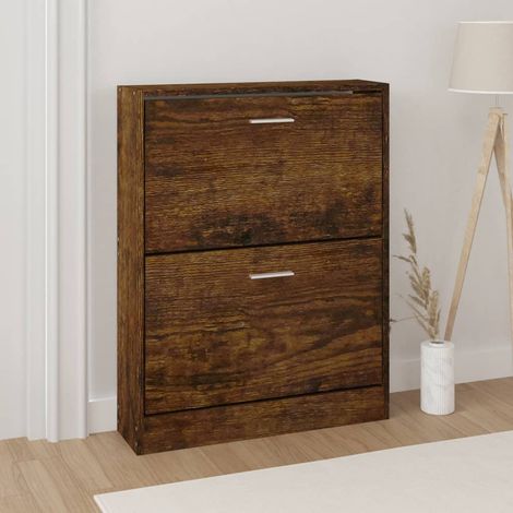 Armoire à chaussure, Meuble à chaussures, Étagère à Chaussuress Chêne fumé 59x17x81 cm Bois d'ingénierie LKOWF42722 (1/5)
