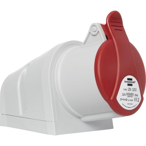 Prise électrique industrielle murale CEE à 5 pôles, prise industrielle 400 V/32 A avec couvercle pour utilisation en extérieur, idéale pour une utilisation en plein air, chantiers, (1/5)