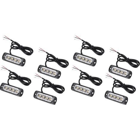 feux stroboscopiques de récupération à 4 LED ambrées 12V 24V, clignotant orange pour panne de calandre()