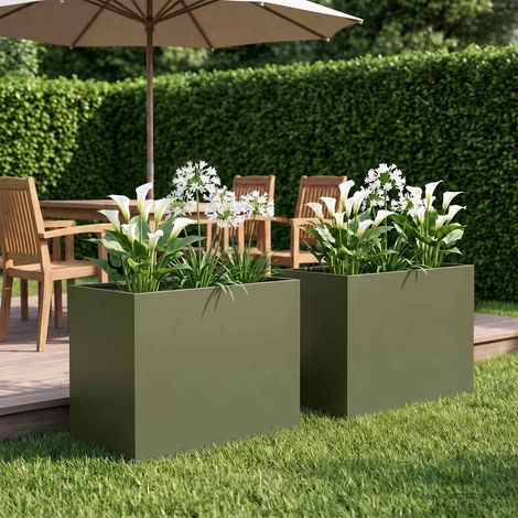 Cache-pot de jardin 2 pc Vert olive 60 x 40 x 50 cm (1/5)