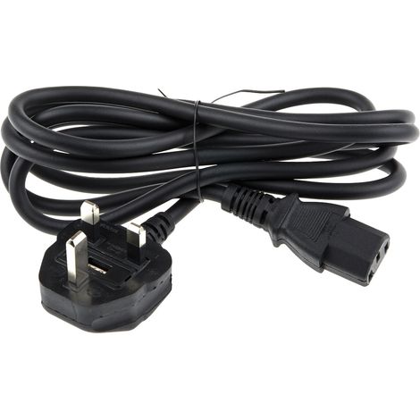 Câble d'alimentation, Noir, Connecteur C13, IEC vers Fiche britannique / 13 A, 2m ( Prix pour 1 ) (1/2)