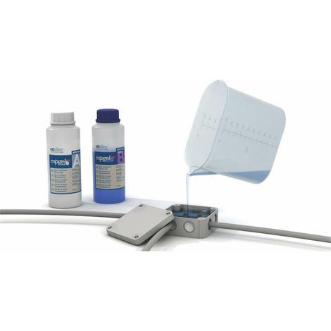 Kit MPgel 1 Litro, Gel Isolante Siliconico Bicomponente, Riempimenti Sigillature Scatole Cassette Derivazione Fino1 kV, Confezione 2 Flaconi 500 ml + Caraffa (1/2)