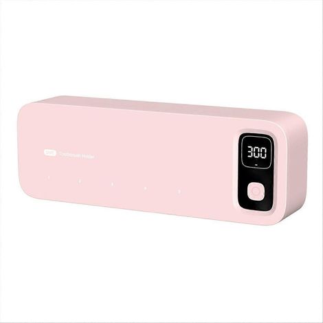 Rosa Wandsterilisator für Zahnbürsten, einfach und clever, mit elektrischer Lufttrocknung und UV-Aufladung. (1/5)