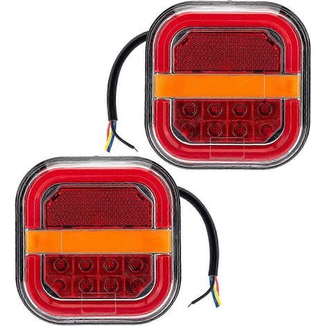 Lot de 2 feux de remorque LED étanches IP67, 3 couleurs, feux stop/clignotants pour camions, camping-cars, bateaux et autres véhicules nautiques (1/5)