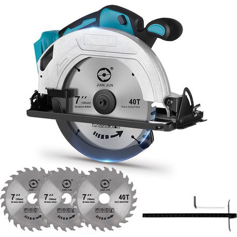 Akku Kreissäge-ONEVAN 18V 180mm Handkreissäge Für Makita 18V Akku - mit 3 Sägeblättern(ohne Batterie) (1/5)