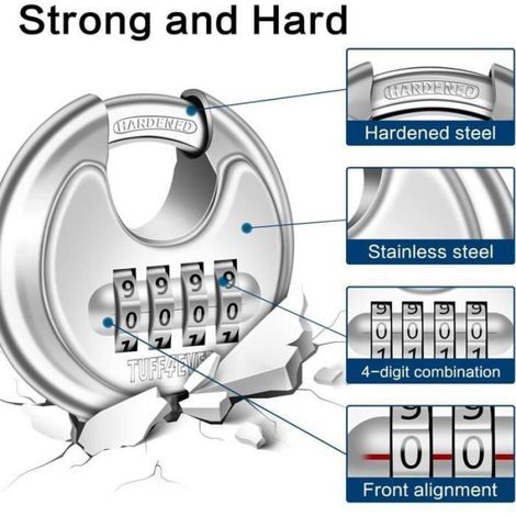Cadenas Disque - Acier Inoxydable - 70 mm - Serrure À Combinaison Réinitialisable - Pour Abri Jardin Garage Remorque - 1 Pièce (1/5)
