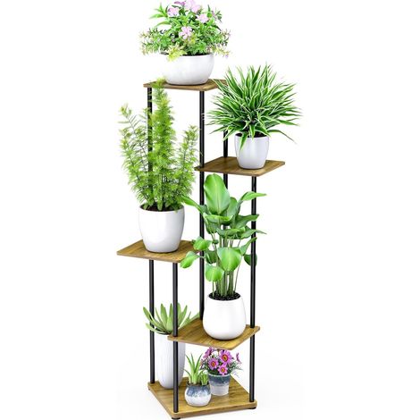 Étagère pour plantes, 5 Niveaux Support Plantes Interieur, Support Jardinière Décoratif, Présentoir de Fleurs, Étagère pour Pots de Fleurs d'intérieur (Pot et Plante Non Inclus) (1/5)