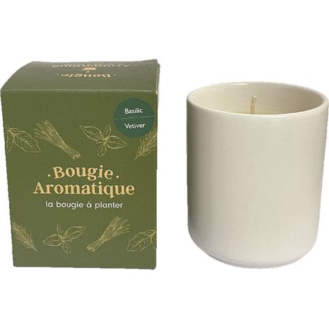 Bougie blanche Bois d'olivier - graines Thym 40h (1/3)
