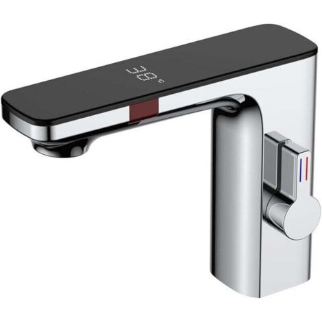 Smart Sensor-Waschtischarmatur, Mischbatterie für Warm- und Kaltwasser, berührungsloser automatischer Wasserhahn (1/2 Zoll, Chrom)