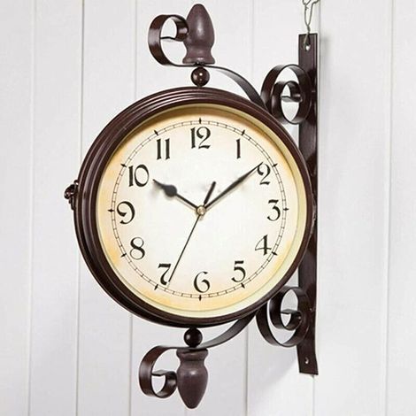 Orologio da parete per esterni, modello vintage bifacciale, ideale per interni ed esterni, 20,3 cm (batteria non inclusa). (1/4)