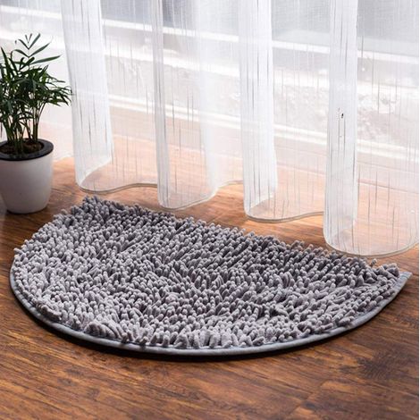 Tapis de bain antidérapant demi-rond - Doux et absorbant pour salle de bain et cuisine - 40 x 60 cm, gris (1/5)