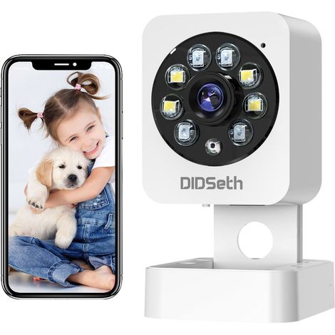 Caméra IP de Surveillance Intérieure WiFi Tuya 1080P, Audio Bidirectionnel, Vision Nocturne, Détection de Mouvement, Sirène, Stockage Cloud et Carte Mémoire 64 Go Incluse (1/5)