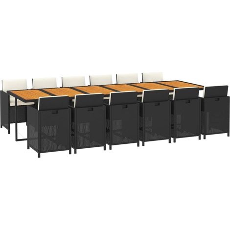 Garden Dining Set Black and brown, Cream white cushions vidaXL (1/4)