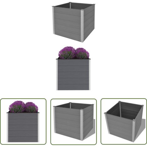 The Living Store Garten-Hochbeet WPC 100x100x91 cm Grau - Gartenhochbeet - Blumentopf - Pflanzenbehälter - Balkonbepflanzung - Terrasse (1/5)