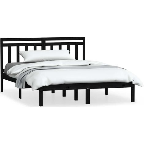 Maison Exclusive - Giroletto Nero in Legno Massello di Pino 140x190 cm (1/5)