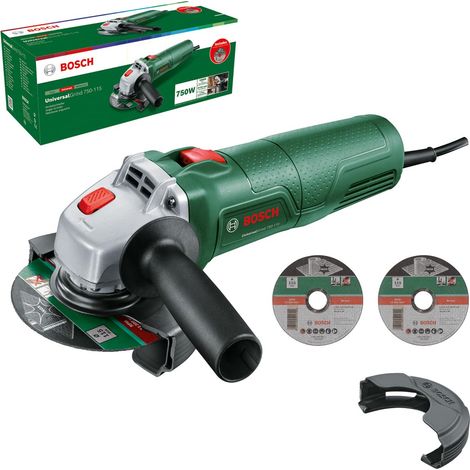 Petite meuleuse d'angle UniversalGrind 750-115 (750 W, 3 disques de coupe droits, pour meulage, coupe, brossage et ponçage, dans un emballage en carton) (1/5)