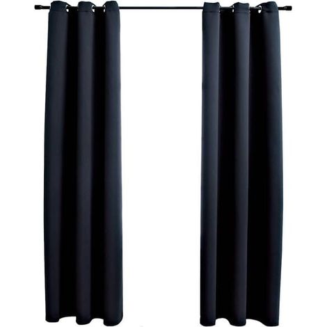 Rideaux occultants, avec anneaux de suspension, 2 pièces, noir, 97x213 cm, tissu. (1/5)