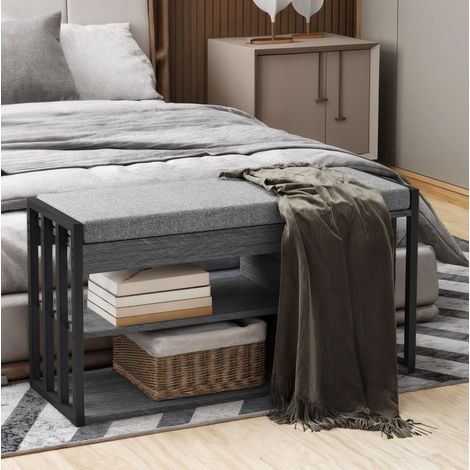 Panca portascarpe 3 livelli, 86 x 30 x 45,5 cm, grigio HAVRYA (1/5)