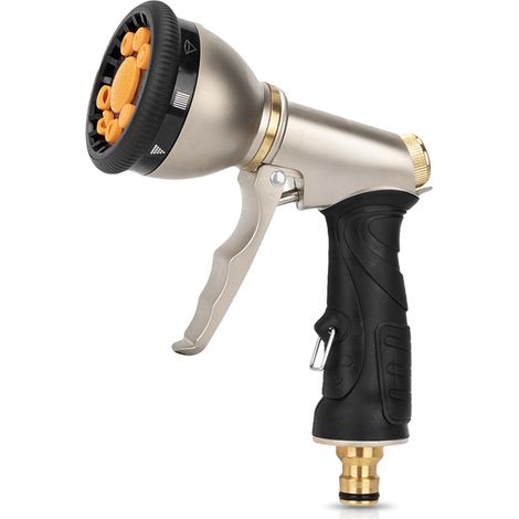 Pistolet D'arrosage De Jardin, Pistolet Arrosage Jardin, Pistolet Arrosage Metal, Métal Pulvérisateur De Tuyau Robuste, 9 Modèles Pistolet Pour Lavage De Voiture Cour, Arroser Plantes Pelouse(Noir) (1/5)