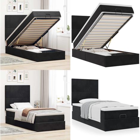 vidaXL Ottoman-Bett mit Matratzen Schwarz 100x200 cm Samt (1/5)