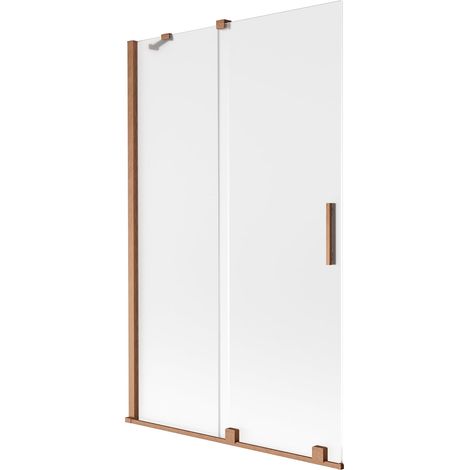 Mexen Velar mampara de ducha de 2 paneles deslizantes 110 x 150 cm, escarchado, cobre cepillado - 896-110-000-31-65 (1/2)
