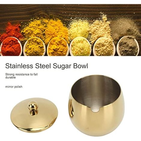 Grand Pot ¨¤ ¨pices en Acier Inoxydable avec Couvercle de Rangement pour Sucrerie, caf¨, Sucre, Sel, ¨pices, Cr¨mier, ¨dulcorant (Or) (1/3)