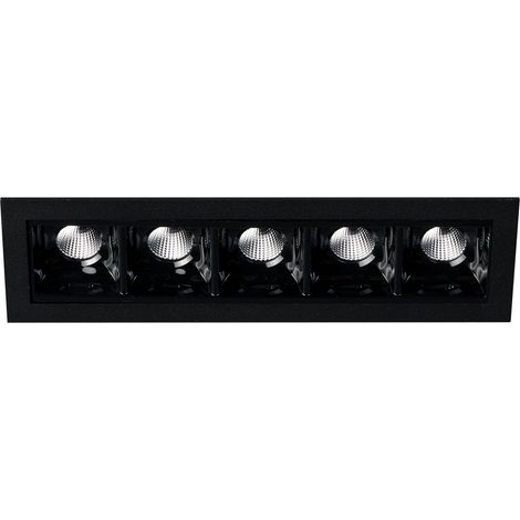 Encastré intérieur NELIO 5 rectangle noir mat 3000K 24,7W 2295lm IP20 - EUROPOLE - 504010