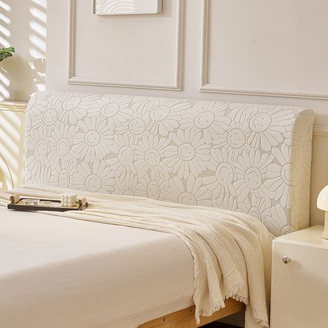Housse extensible pour tête de lit, motif tournesol jacquard, housse de protection douce et anti poussière (100 x 70 cm) (1/5)