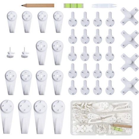 43pcs Accroche Tableau Sans Percer Blanc Fixation Murale Sans Percer Crochet en Plastique pour Accroche Cadre Crochet Tableau Cadre Photo Chapeau (1/3)