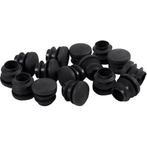 15Pcs Bouchon d'obturation en plastique noir Tube rond Inserer Pipe Bung 16mm (1/5)