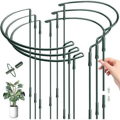 Tuteur Demi Cercle, 6PCS 25 60CM Tuteur Demi Rond, Tuteur Cercle, Demi Rond Supports de Plantes Réglable, Anneau Support de Jardin