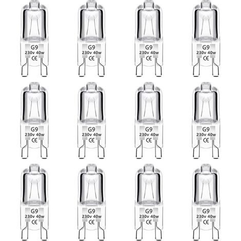 Lot de 12 Ampoule Halogène G9 40W 230V Dimmable 0-100%, 480LM, Blanc Chaud 2700K, G9 Bi-Pin Base Halogène Lampe, Sans Scintillement, pour Four, Lustres, Lampes de Paysage, Éclairage d'armoire (1/5)
