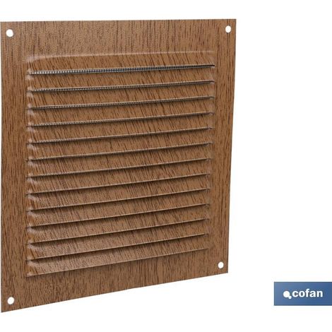 Rejilla de ventilación de aluminio 15 x 15 cm con mosquitera y 0,6 mm de espesor