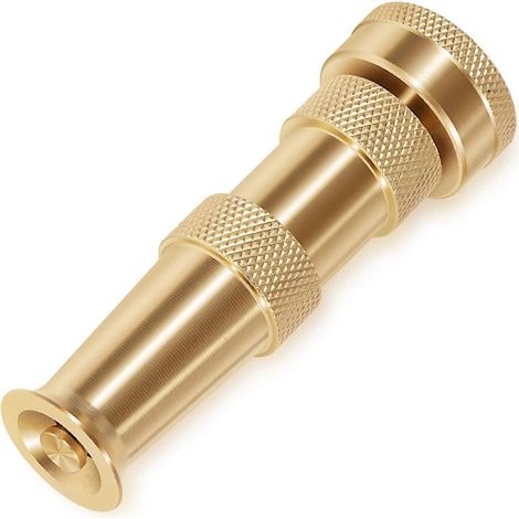 Brass Adjustable Spray Nozzle with Powerful Water Stream for Garden Hoses for Cleaning Walkways Patios Gutter for Standard Hoses (1/5)