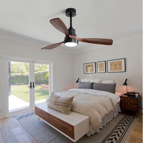 Ventilatore da soffitto con luce, 48 pollici, 3 pale, 6 velocità, telecomando, OKMYHOME (1/5)