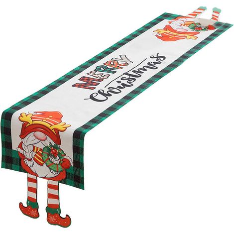 Nappe de Noël avec décorations festives attrayantes, chemin de table élégant pour salle à manger, nappe style nain (1/5)