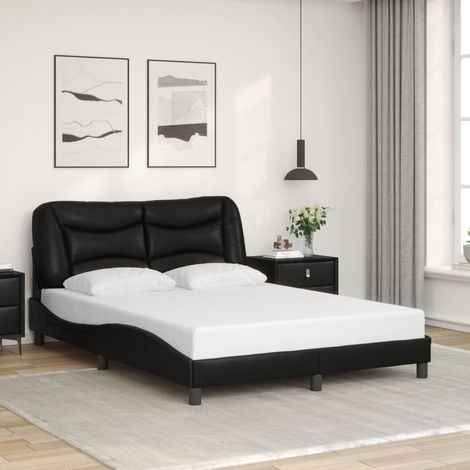 vidaXL Cadre de lit sans matelas Hvar noir 140x190 cm similicuir (1/5)