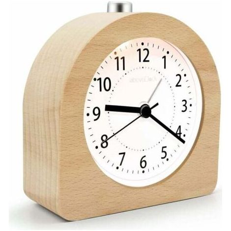 Réveil Matin à Piles Fonction Snooze Réveil Bois de Voyage Lumineux Réveil Analogique Silencieux sans Tic-Tac Horloge à Aiguilles Alarme Sonore Croissante - Bois Clair (1/4)