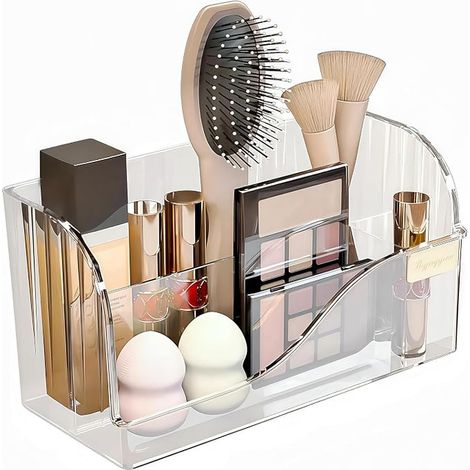 Rangement Maquillage, Organisateur Maquillage avec compartiments, Rangement Pinceaux Maquillage pour la table à langer, la chambre et la salle de bain (1/2)