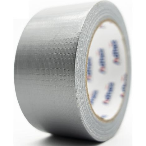Ruban adhésif universel en tissu, indéchirable à la main, imperméable, pour des applications telles que le marquage, l'étanchéité, le faisceau, 1 rouleau (argent, 48 mm x 50 m) (1/5)