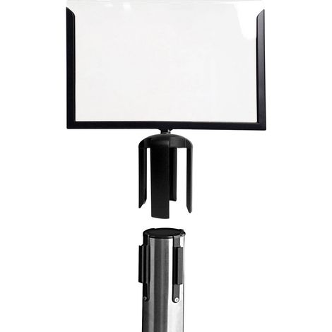 Porta Avvisi per Colonnina A4 Orizzontale in ABS e Metallo Nero con Plexiglass Trasparente (1/3)