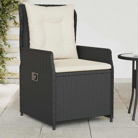 Teenpull – Gartensessel 2 Stk. Verstellbar Schwarz Poly Rattan (1/5)