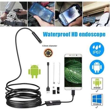 Endoscope d'inspection étanche d'endoscope de caméra d'endoscope industriel de 5.5mm HD USB LED d'endoscope pour Android PC nouveau (1/3)