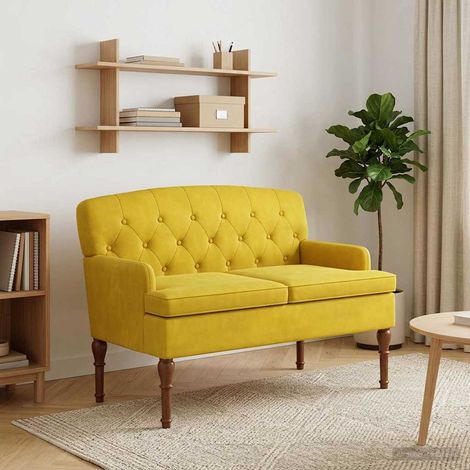 vidaXL Canapé love seat avec capitonnage en boutons Jaune clair (1/5)