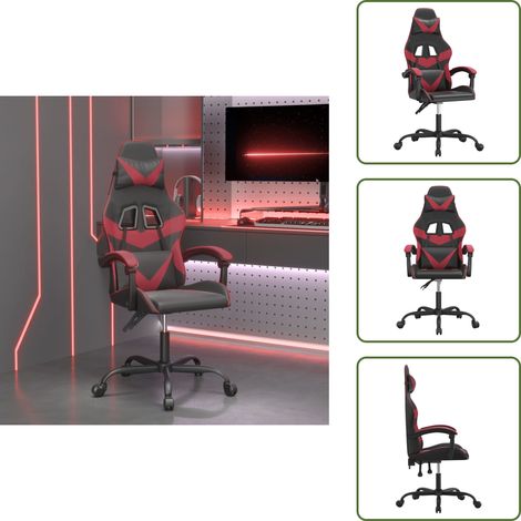 Sedia con schienale regolabile - vidaXL Sedia da Gaming Girevole Nero e Rosso Vino in Similpelle - Sedia con rotelle