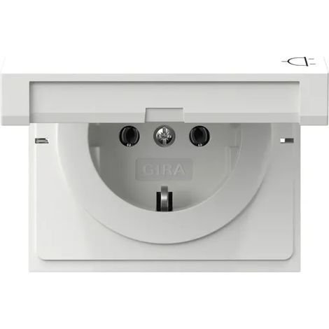 Gira SCHUKO-Steckd. KD Flächenschalter Reinweiß [445470], 4454 70