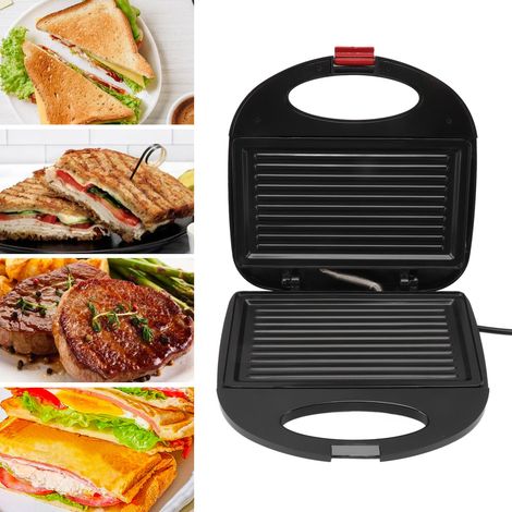Mini appareil à sandwichs, panini, steak, poêle à frire, appareil à petit-déjeuner, machine à pain multifonction double face et gril électrique d'intérieur avec grille antiadhésive et facile à nettoye (1/5)