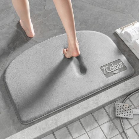 Tapis de bain super absorbant tapis en mousse à mémoire de forme tapis de salle de bain antidérapant tapis de sol latéral de baignoire tapis de salle de douche paillasson toilette tapis de bain gris 4 (1/5)